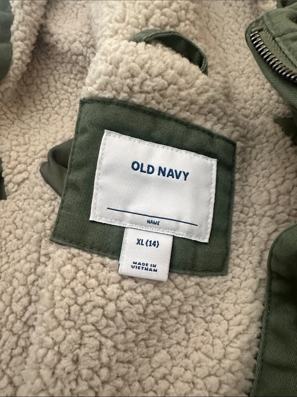 Old Navy Olive Green Sherpa-Lined Utility Jacket with Hood